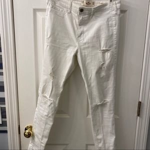 Hollister ripped white high rise super skinny jean